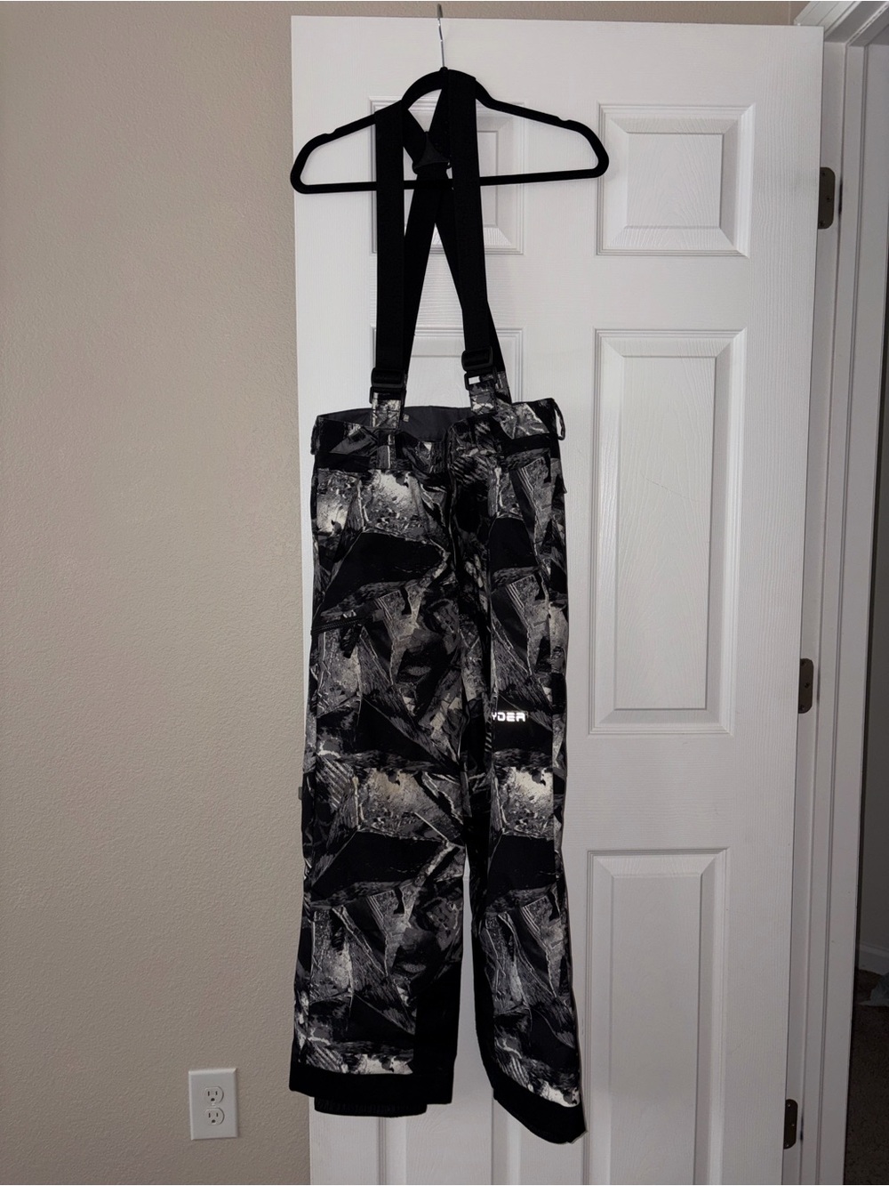 Spider Black Grey White Snow Bibs